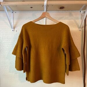 Madewell Mustard Ruffle Sleeve Sweater